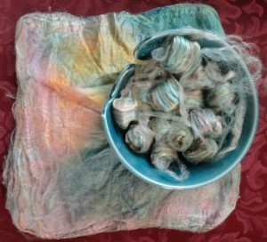 Some of the silk, ready to spin